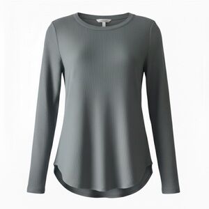 Chaser Ribbed Thermal Tunic Scoop Neck Small Gray Blue